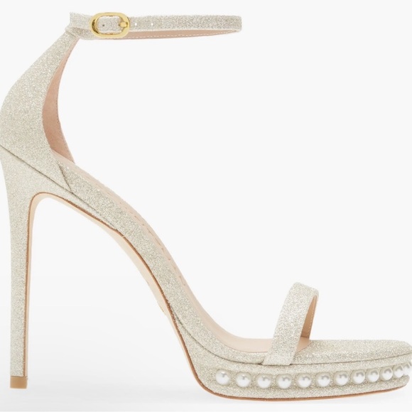 🌹STUART WEITZMAN 🌹Nudistdisco Imitation Pearl Glitter Sandal Size: 8.5 - Picture 2 of 11